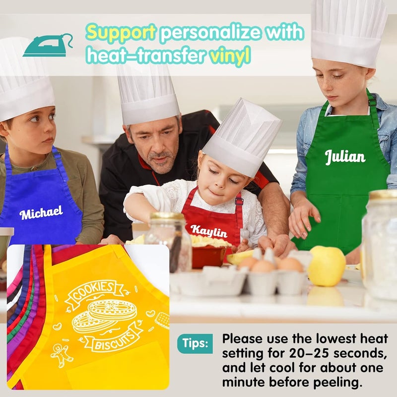 Ecoofor 24 Pieces 12 Colors Kid Aprons Set XL for 7-13 Age Children Chef Aprons Kids Painting for Kitchen Cooking Baking Painting - Image 4